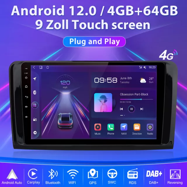 8-Kern Android12 Autoradio GPS DAB+ DSP 64GB Für Mercedes ML/GL-Klasse W164 X164 3