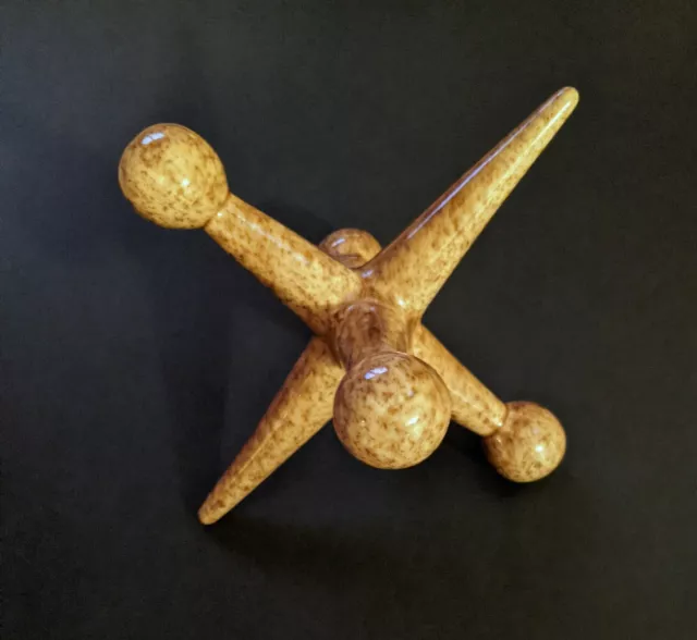 Vintage MCM Large Ceramic Jacks Game Piece, Hobbiest Decor Piece 1976, Speckled