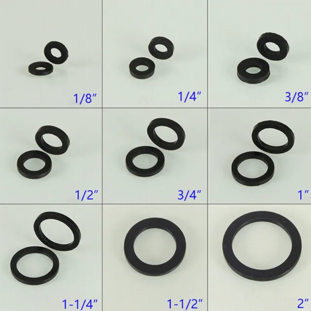 1.4-3.5mm Thick Black Rubber Flat Gaskets Round Washer Sealing Ring 9-56.5mm OD