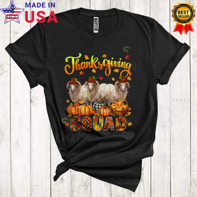 Thanksgiving Squad Fall Leaf Three Pilgrim Sheep Animal Lover T-Shirt