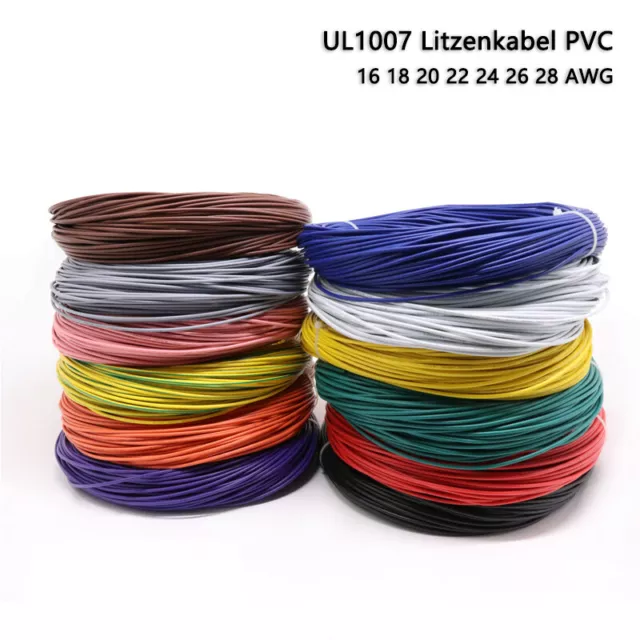 UL1007 Litzenkabel PVC Elektrokabel 16 18 20 22 24 26 28 AWG Kabel Flexible