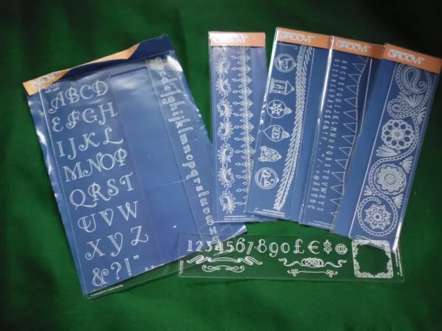 CLARITY STAMP GROOVI PARCHMENT BUNDLE PLATE MATE + BORDERS ALPHABET etc