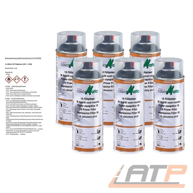6x 400ml COLORMATIC 1K FÜLLPRIMER GRUNDIERUNG PRIMER GRAU 856525 31683444