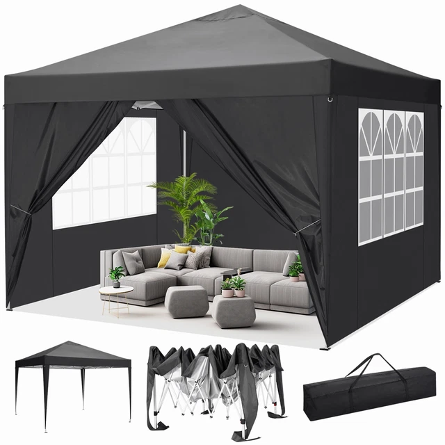3x3m Pop-Up Pavillion Gartenzelt Party wasserdicht Pavillion Faltbar Seitenteile