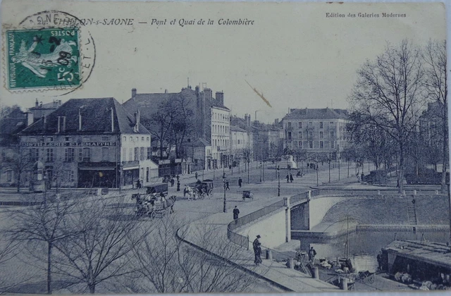 CHALON SUR SAONE 71 cpa Pont et Quai de la Colombière Bon Etat 1909