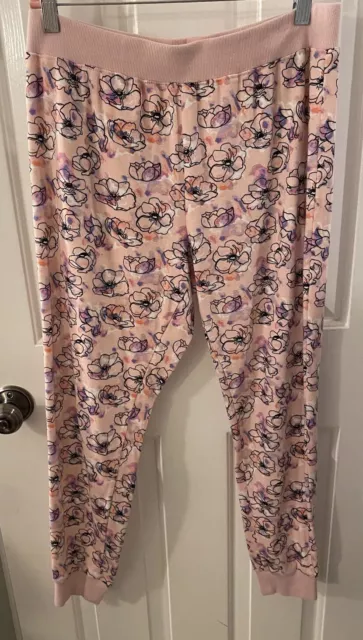 Vera Bradley women’s size M pink floral cotton knit pajama, sleep pants EUC