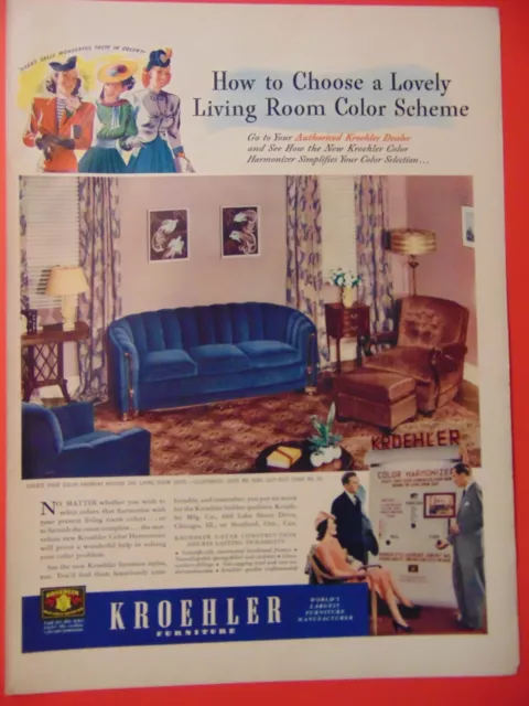 1940 KROEHLER Living Room Furniture photo art print ad
