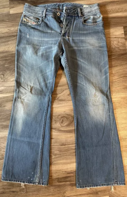 Diesel Zathan Jeans Men's 30x30 Blue Regular Bootcut Casual Cotton Distressed