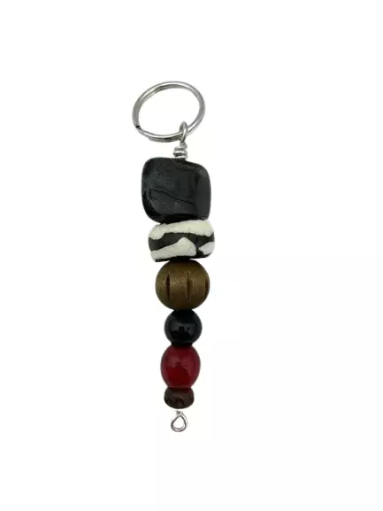 Keychain Car Key Ring Unisex Silver Wood Multicolor Accessory African Africa