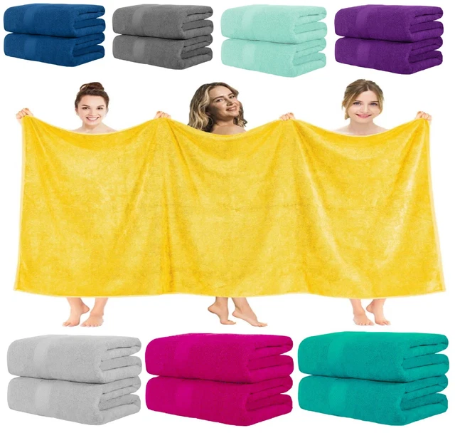 2x Extra Large Jumbo Bath Sheet 100% Pure Egyptian Cotton Big Super XL Towels