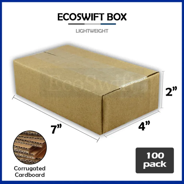100 7x4x2 EcoSwift Cardboard Packing Moving Shipping Boxes Corrugated Box Carton