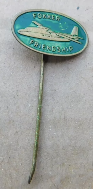 Fokker Friendship Metal Badge on Long Pin. Aviation Aeroplane Aircraft.
