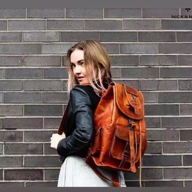 16 New Vintage Leather Travel Shoulder Women Satchel Backpack School Bag...