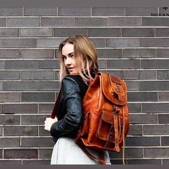16 New Vintage Leather Travel Shoulder Women Satchel Backpack School Bag...