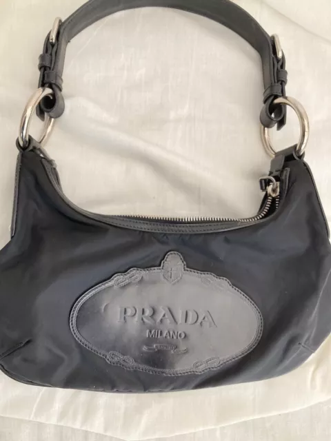 VINTAGE BLACK PRADA Milano Handbag DAL 1913 WITH ORIGINAL AUTHENTICITY CARD  VGC £395.00 - PicClick UK