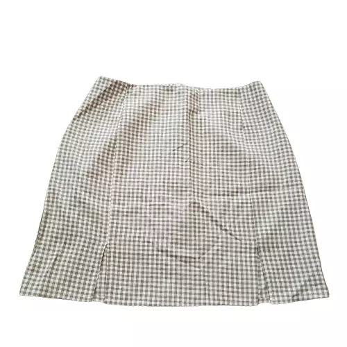 Romwe Gingham Pattern Mini Skirt Green White | Women's Small S Summer Classic