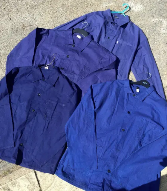 CHORE French Herringbone Cotton Twill Worker Work Jacket - Blue XS S M L XL