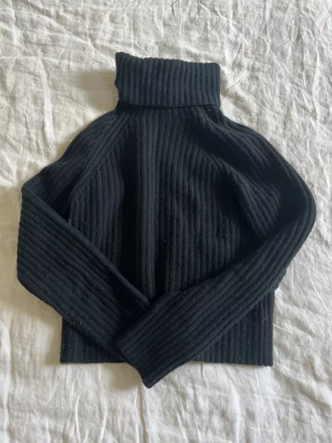 arket 100% Cashmere Black Jumper Polo Neck Roll Neck XS