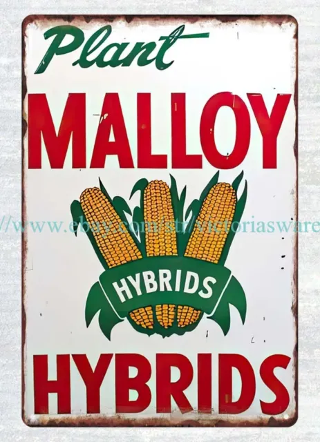 comedor coche garaje Malloy híbrido semilla maíz granja metal letrero estaño