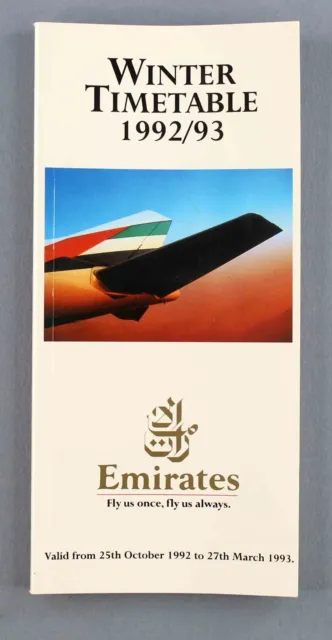 Emirates Timetable Winter 1992/93 Airline Schedule First & Business Seat Maps