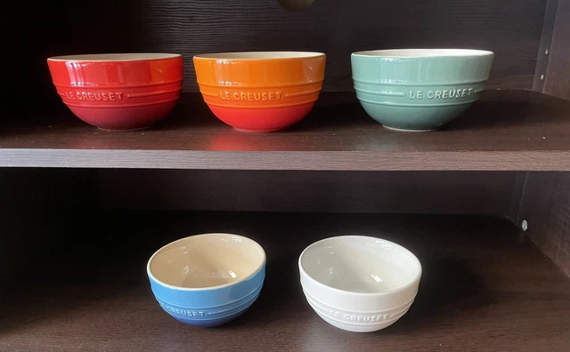 LE CREUSET RICE Bowls Size 12 Ounce Set of 5 Rainbow Stoneware