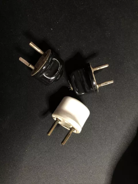 3 uralte Gerätestecker Stromstecker Kabelstecker Porzellan 6 A 250 V 