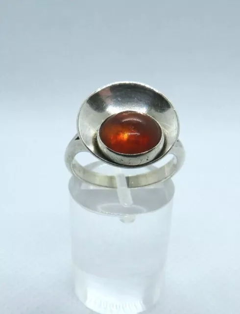 N. E. from Denmark Niels Erik Designer RING 925er Silber mit Bernstein Modernist