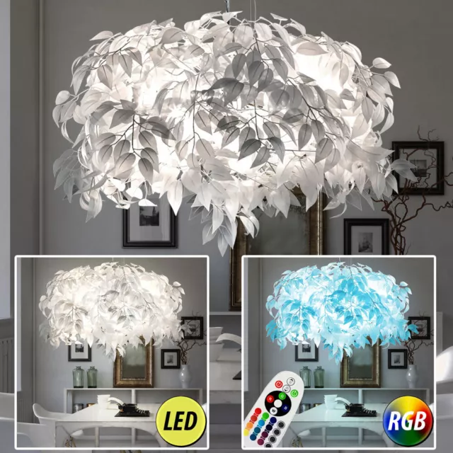 RGB LED Decken Pendel Lampe Blätter Farbwechsler Ess Zimmer Beleuchtung DIMMBAR