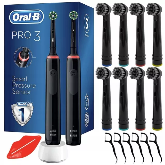 Cepillo de dientes eléctrico Oral-B Pro 3 3900 Black Edition + 8 puntas de...