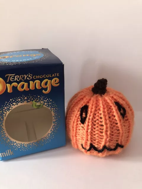 Hand knitted Halloween Pumpkin Chocolate Orange Cover