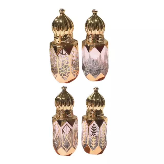 4Pcs Portable Roll On Bottles Arabic Gold Luxury 6ml Glass Vial for Perfume