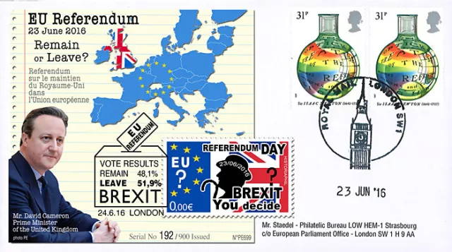 PE699T18 : FDC "23-6-16 BREXIT UK Referendum Royaume-Uni / M. Cameron" (TYPE18)