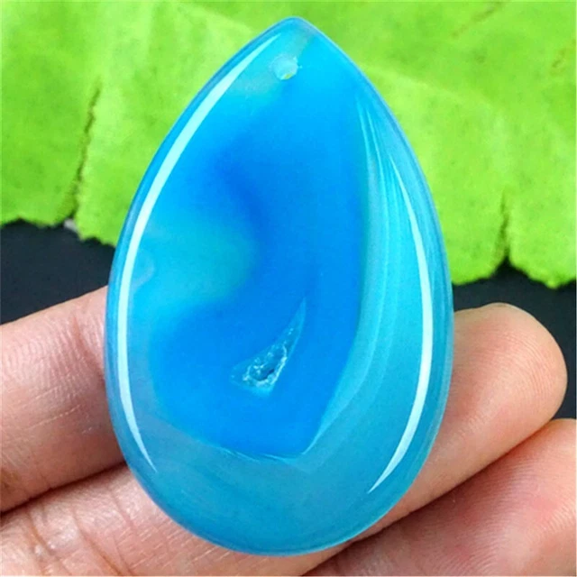 GV50233 46x30x5mm Blue/white Druzy Geode Agate Teardrop Pendant Bead