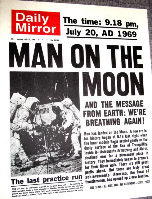1969 Newspaper Apollo Man Walks on the Moon Landing Science Star Wars Trek Retro