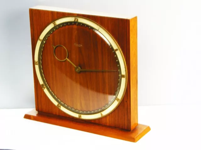 Beautiful Art Deco Bauhaus Wood Desk Clock Kienzle Heinrich Moeller Germany