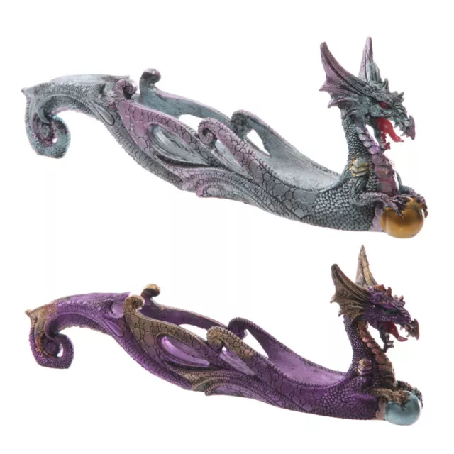 Dragon With Skull Incense Stick Holder/ Ash Catcher /Metallic Effect - DRG343
