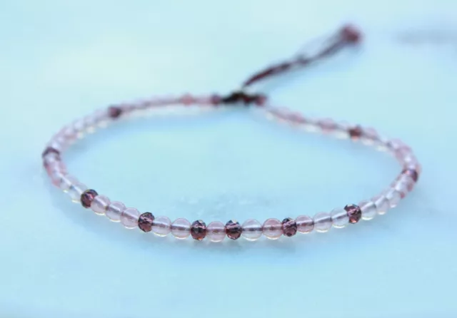 3mm pink crystal bracelet/precision faceted crystal/Gift Ideas for Her