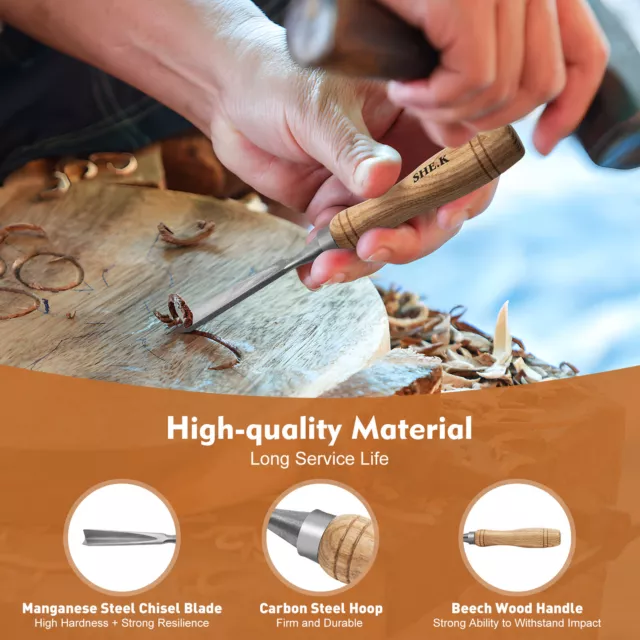 2 Small 5.5 Wood Carving Linoleum Cutting Tools Wood Handles
