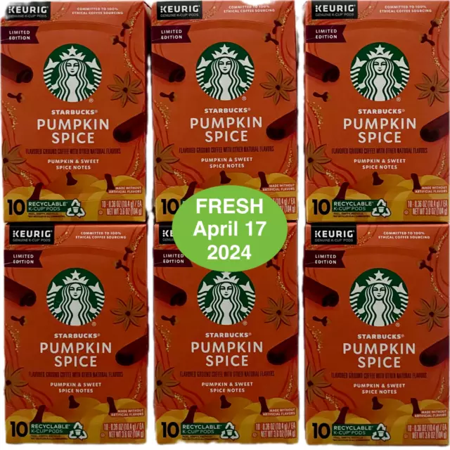 STARBUCKS Pumpkin Spice Keurig K-Cup Coffee Pods 60ct BBD 04/17/2024