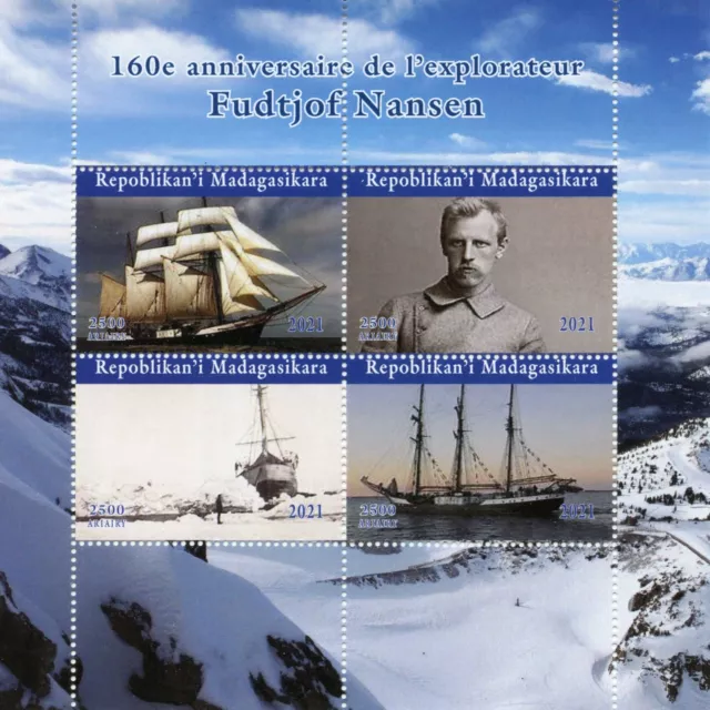 Madagascar Ships Stamps 2021 MNH Fridtjof Nansen Exploration Explorers 4v M/S