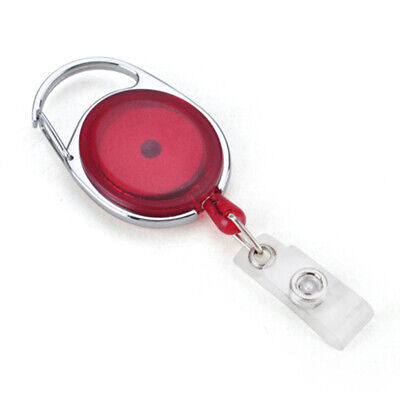 10PCS Keychain Red Badge ID Card Holder Carabiner Reels Belt Clip Retractable