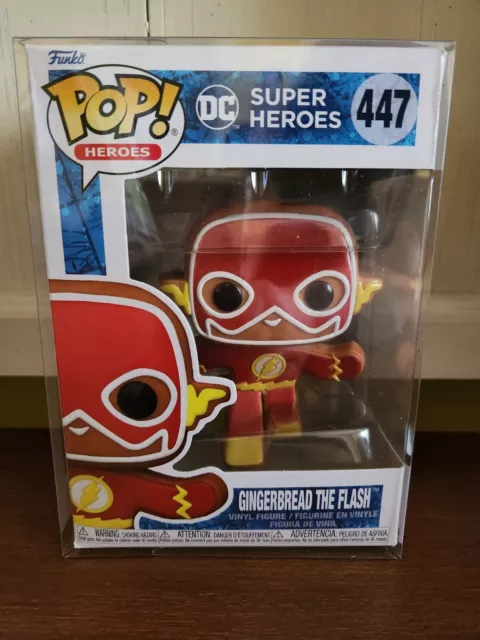Funko POP! Heroes~ DC Holiday ~ Gingerbread Flash #447*NEW* In Protector Case !