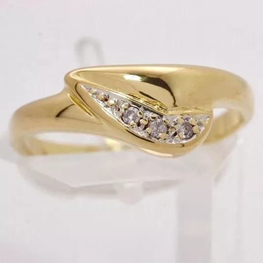 ♦♦ Ring in 14 kt 14k 585 er Gelb Gold mit Brillanten Brillant Diamant Goldring