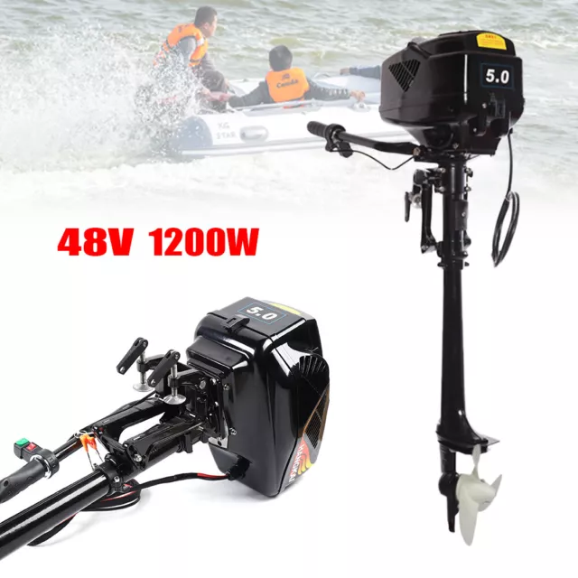 48V 1200W Electric Outboard Engine Brushless Boat Motor Long Shaft Propeller New