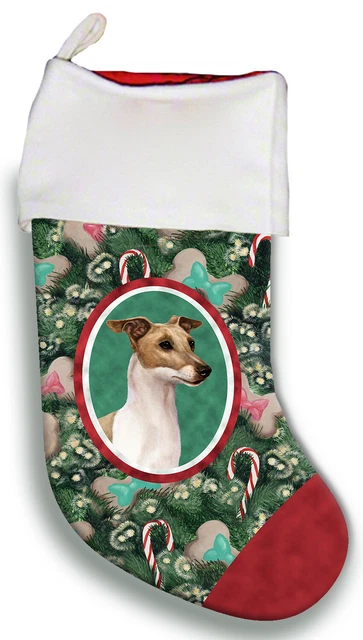 Christmas Stocking - Fawn and White Italian Greyhound 11065