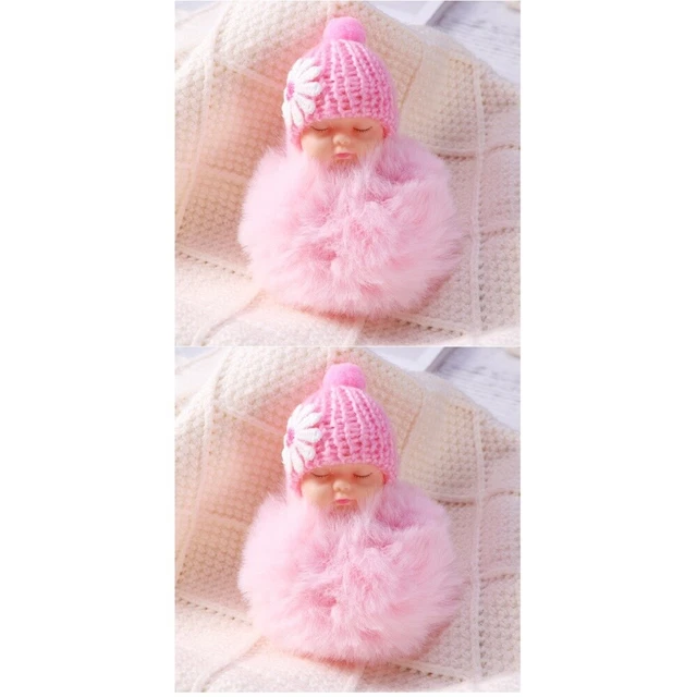 2 Count Porte-clés De Voiture Sac En Peluche Pour Femme Anneau Pom
