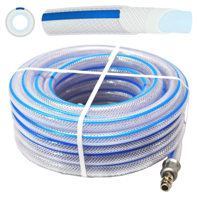 15m 50ft Reinforced PVC Air Compressor Rubber Air Hose Air Line Brass Connector