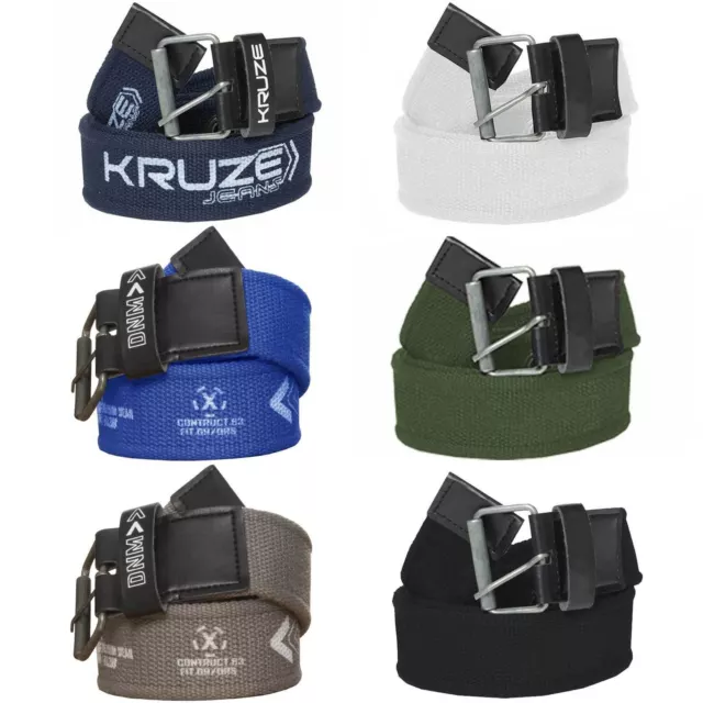 New Kruze Mens Designer Canvas Buckle Belt For Jeans Big Tall King Sizes