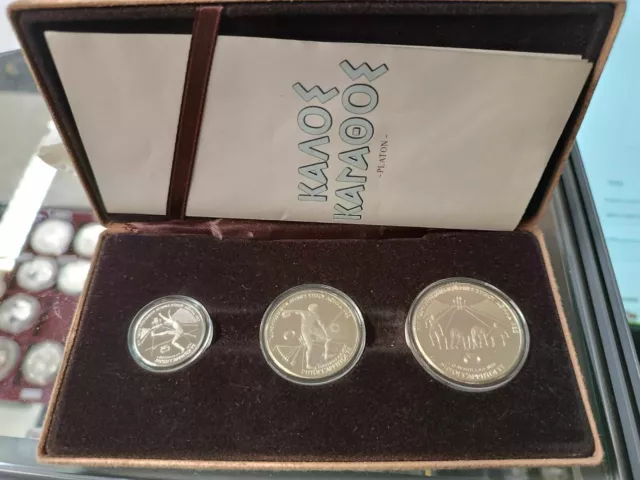 GRIECHENLAND / GREECE 1982 - Olympia Münzset Silber | 100, 250, 500 Drachmen