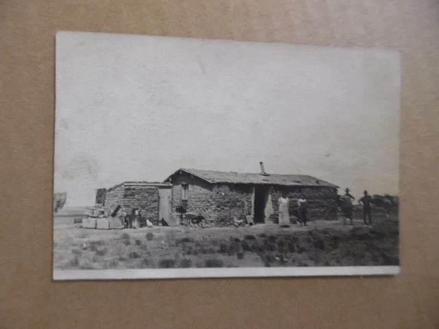 c.1908 Sod House with African Americans Real Photo Postcard Antique Original